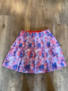Kyodan Pink & Blue Floral Pleated Golf Skirt XS High Rise